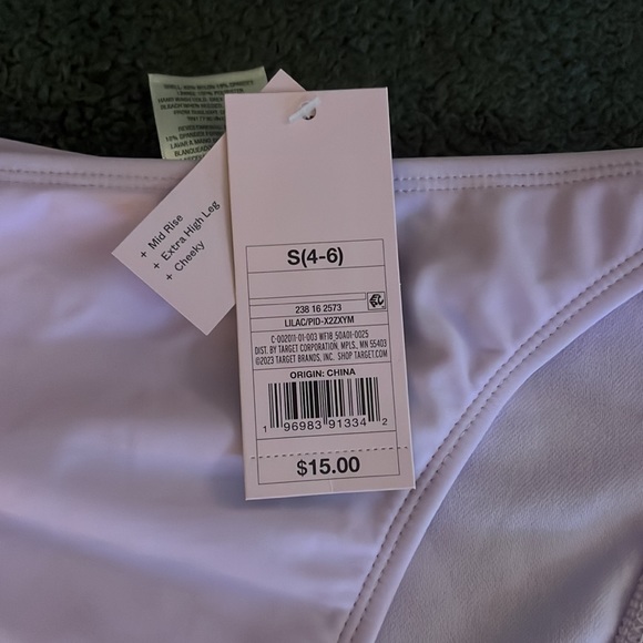 Women’s/juniors swimsuit. +extra top. NWT. Bikini size small purple/green 3pcs. - Picture 7 of 7